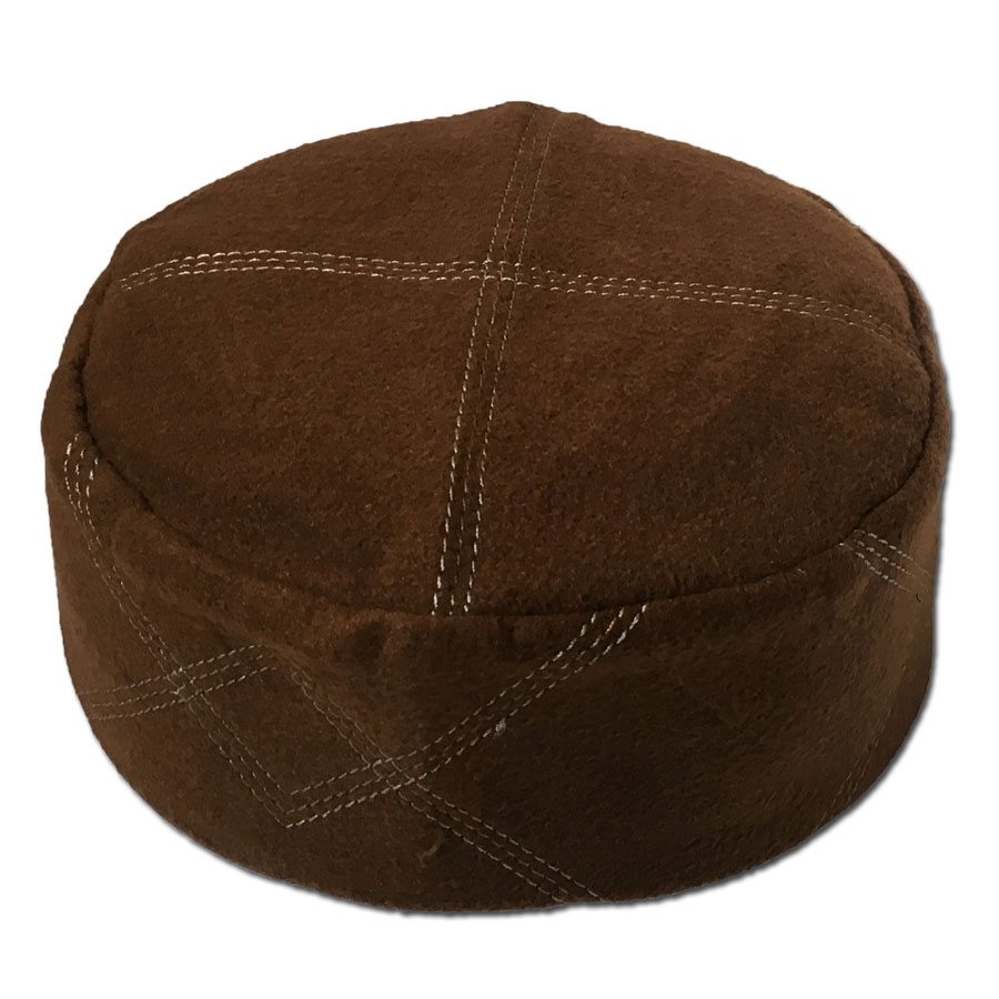 Warm Fleece Brown [Cloth Contrasting] Prayer Cap / Kufi CHM-79